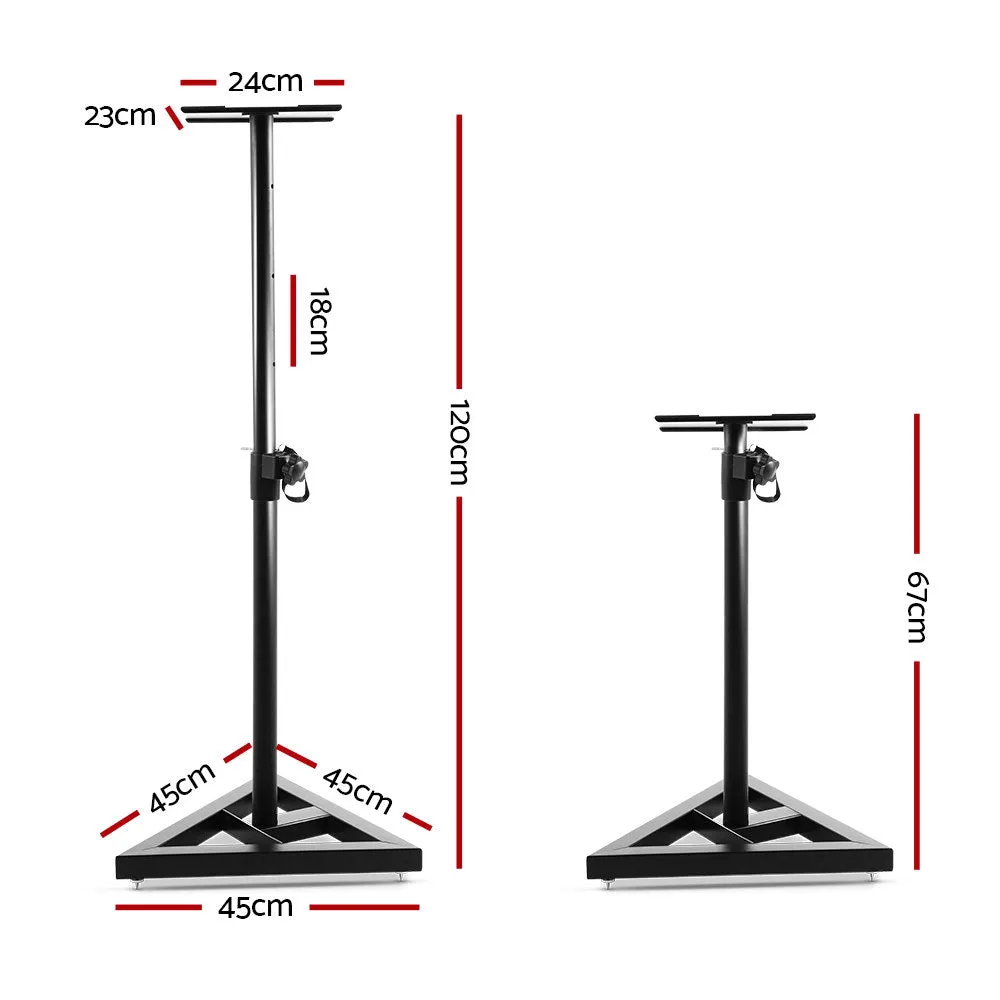 2x Surround Sound Speaker Monitor Stand Studio Adjustable Height 120CM - Black