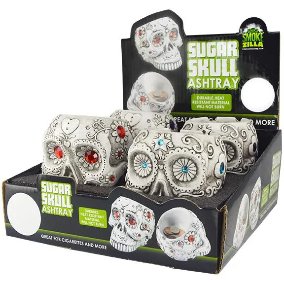 3D Sugar Skull Ashtray - 4 Pieces Per Retail Ready Display 24879