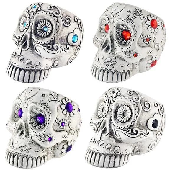 3D Sugar Skull Ashtray - 4 Pieces Per Retail Ready Display 24879