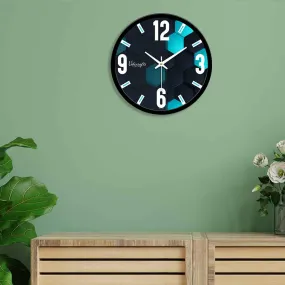 Abstract 3D Black & Blue Printed Designer Wall Clock