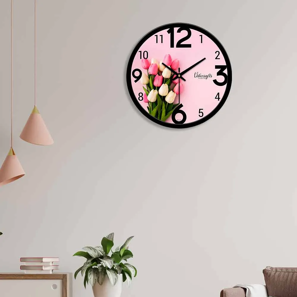 Abstract Color Flowers Design Premium Wall Clock