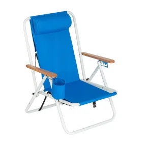 ALICIAN Portable Beach Chair with Adjustable Headrest Single Beach Chair Blue