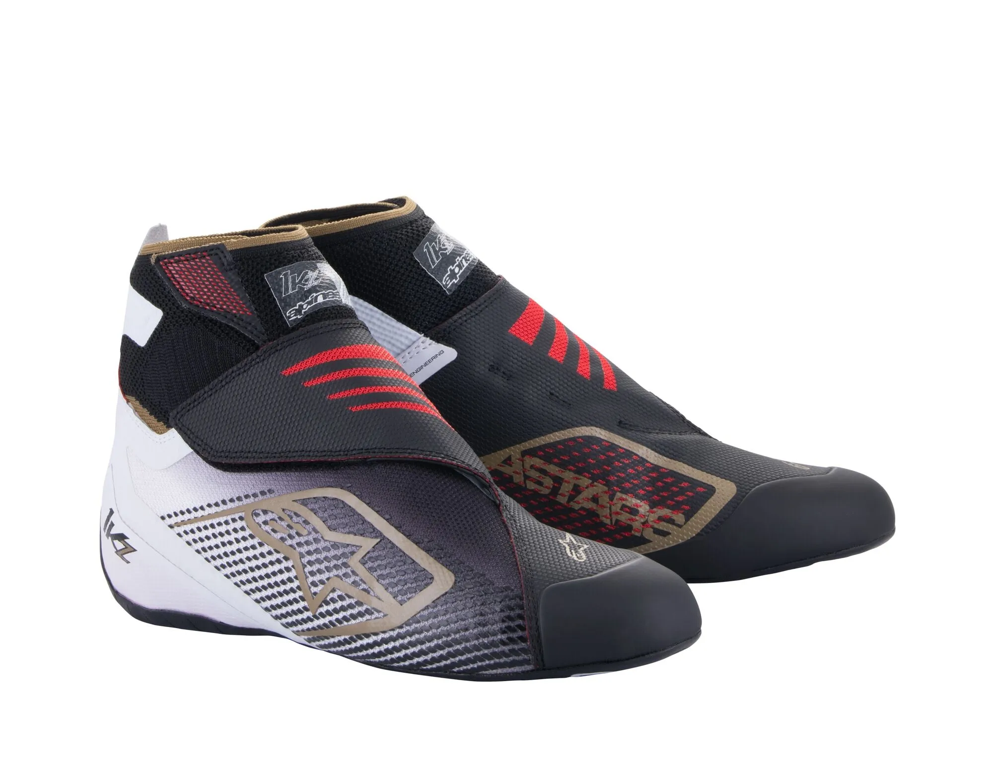 ALPINESTARS 2713023_1059_7,5 Karting shoes TECH-1 KZ V2, black/white/gold, Size 40