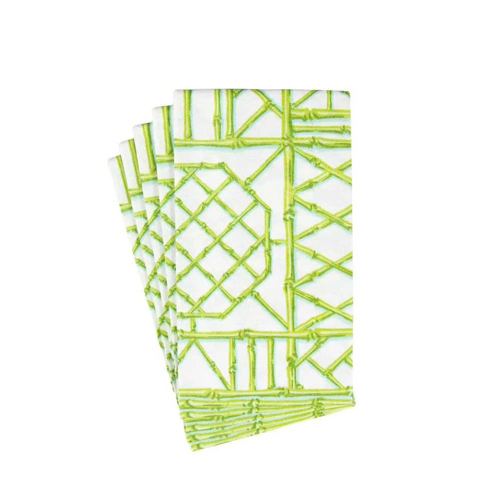 Bamboo Screen Moss Green Paper Linen Guest Towel Napkins