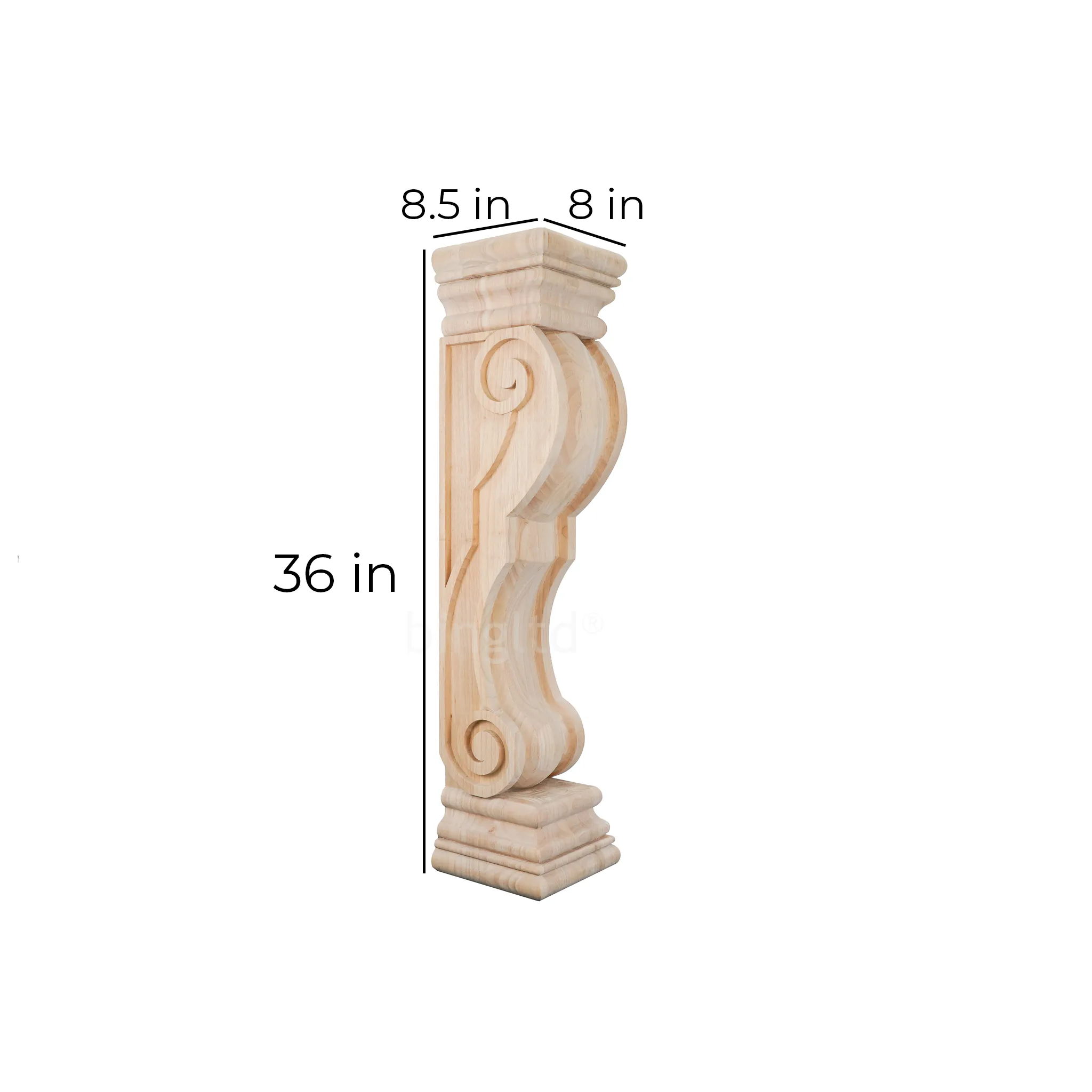 bingltd - 35.5" Antique Round Scroll Style Mantel Fireplace Leg Corbel (FL-009-RW-UNF)