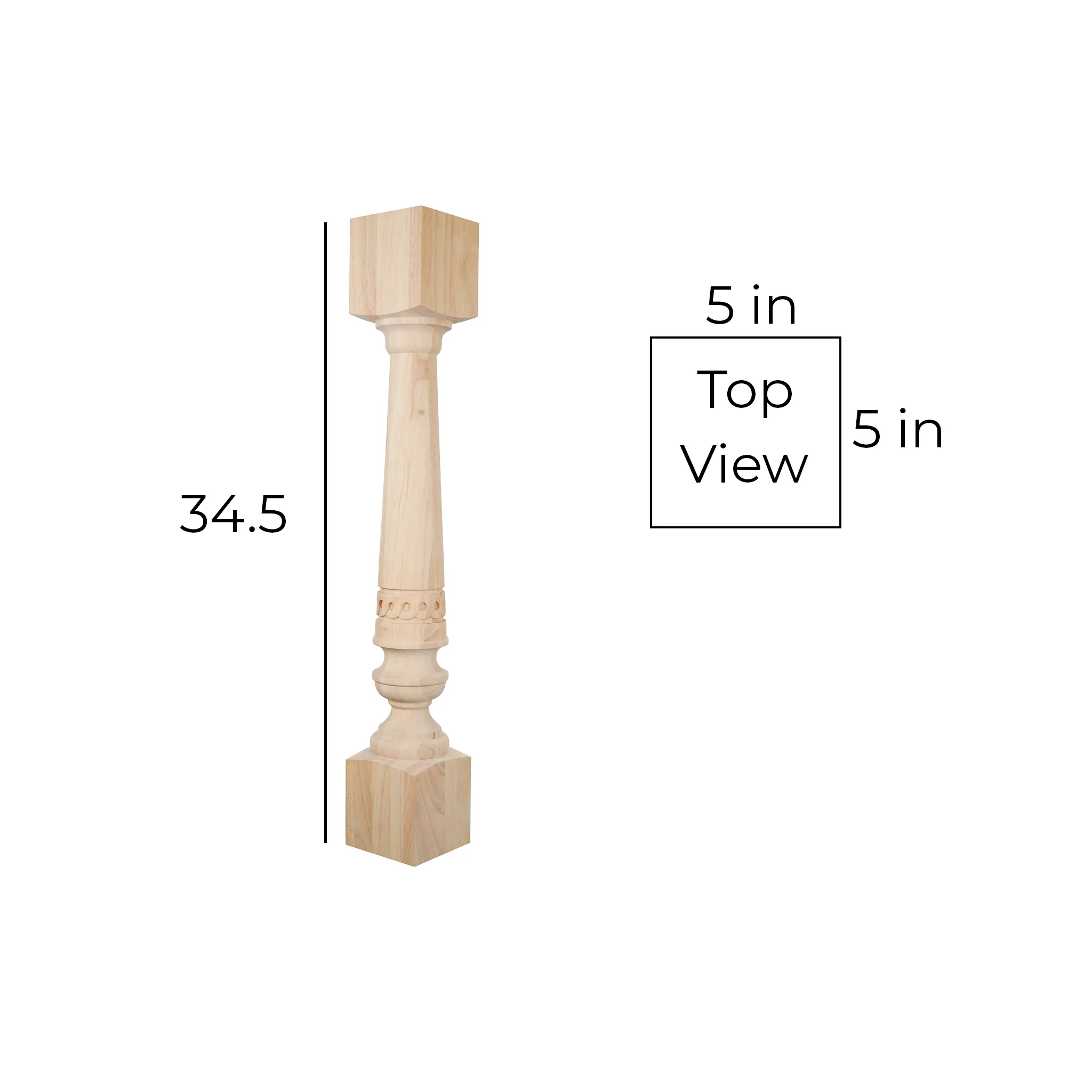 bingltd - 5"  x 34.5" Square Fluted Chain Kitchen Post (K002-RW-UNF)