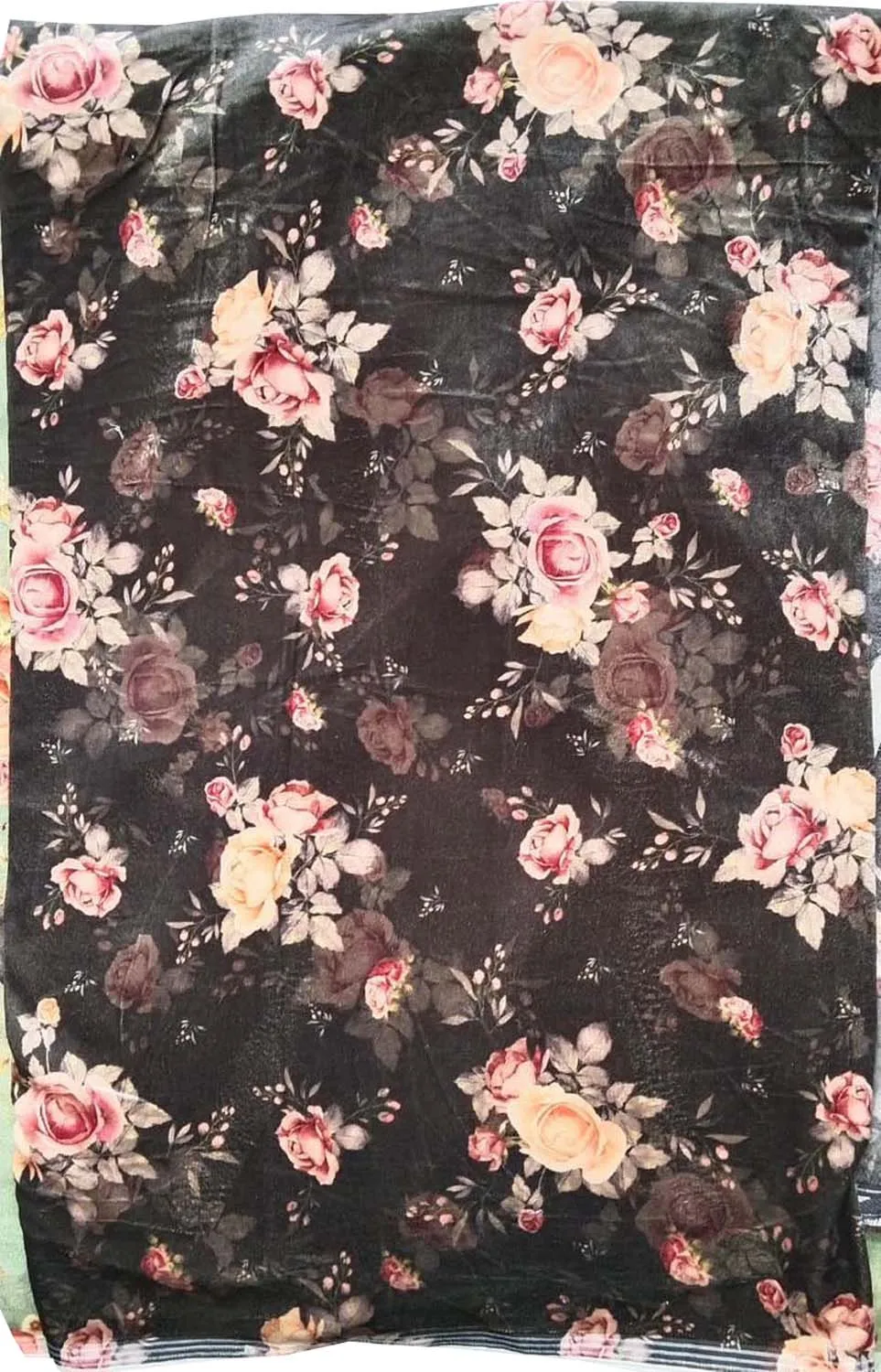 Black Digital Printed Velvet Fabric