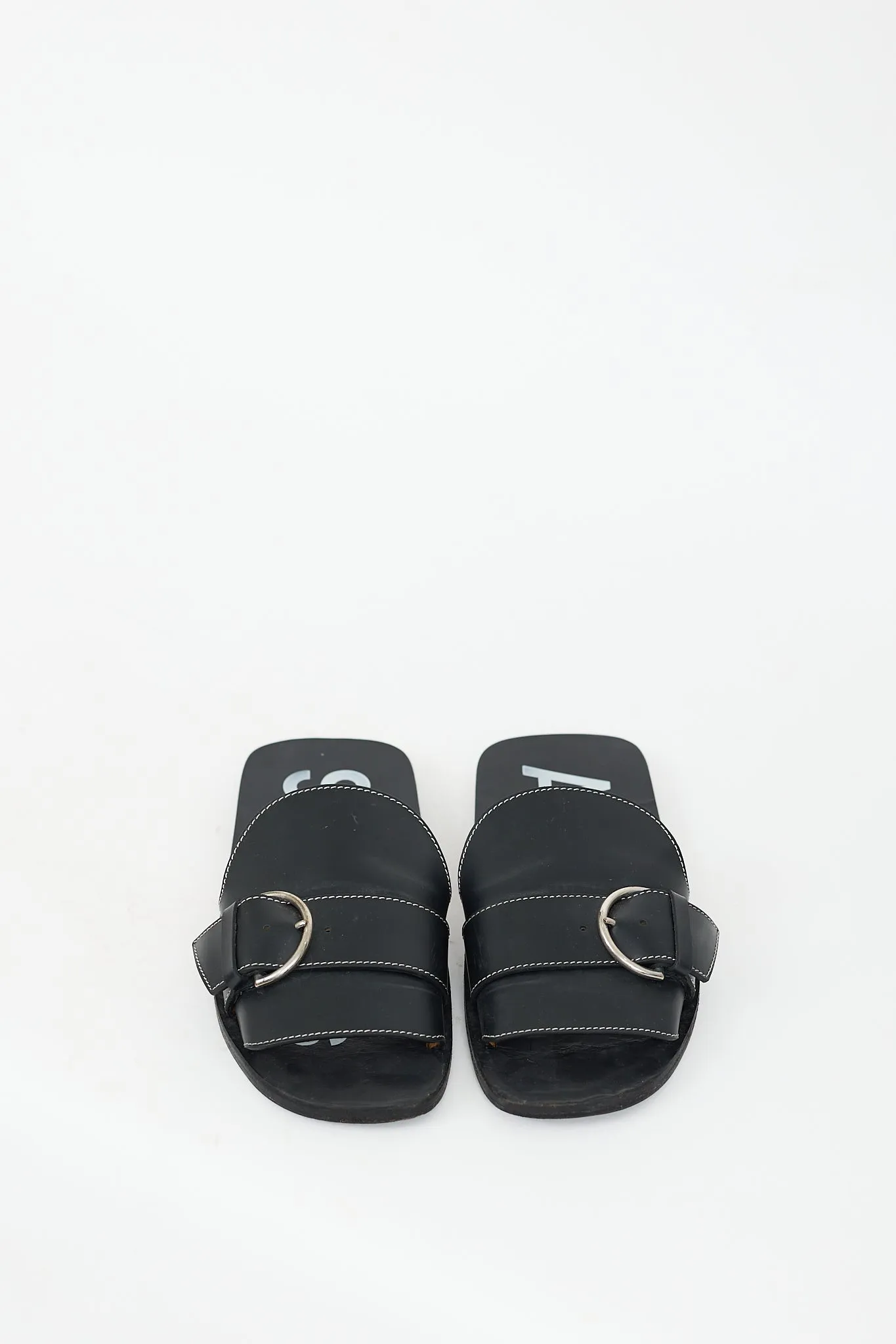 Black Leather Virgie Slide