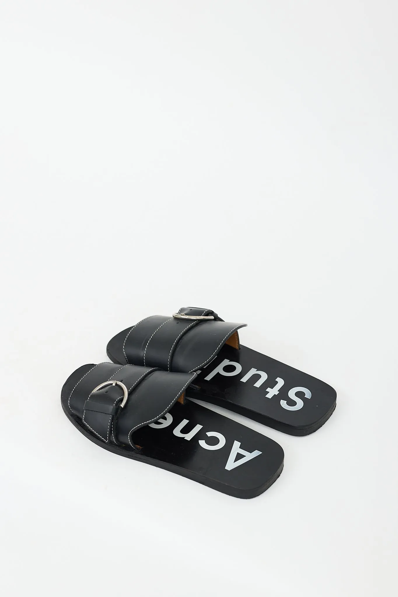 Black Leather Virgie Slide