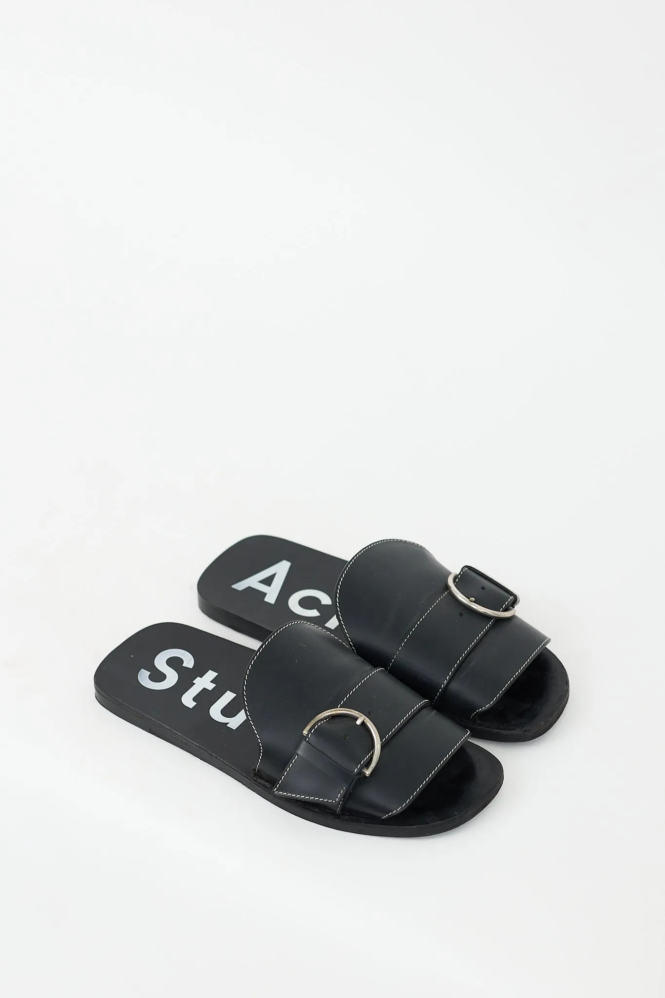 Black Leather Virgie Slide