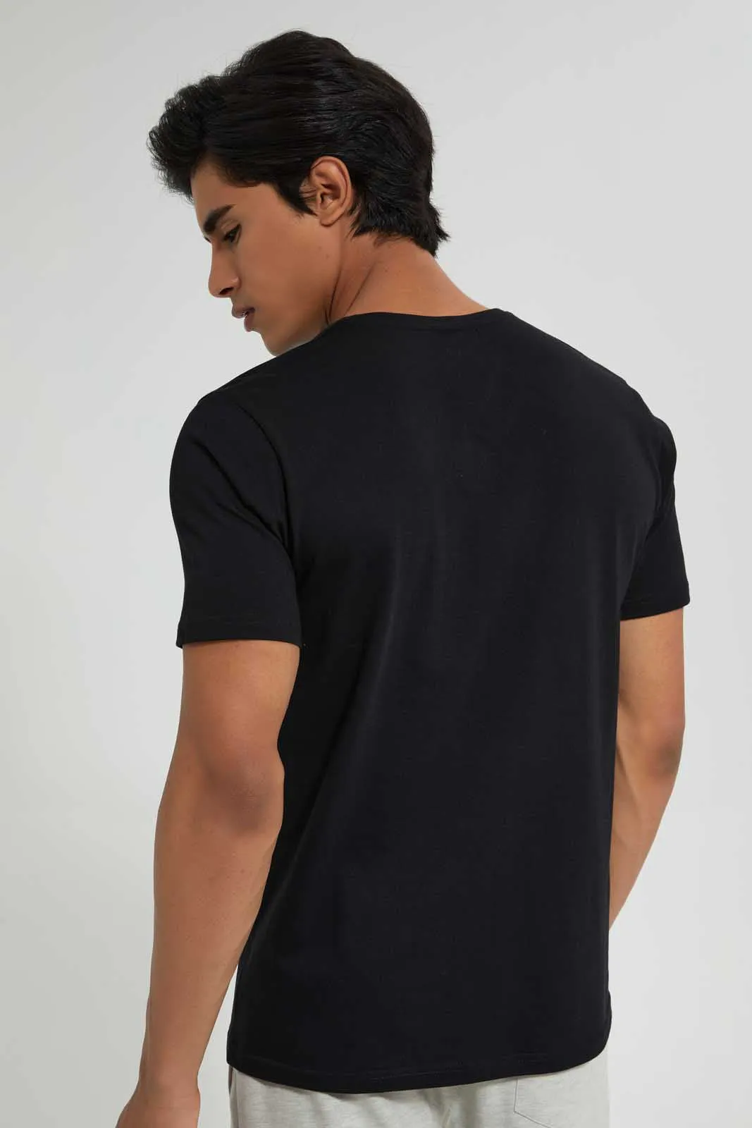 Black V-Neck Regular Fit T-Shirt