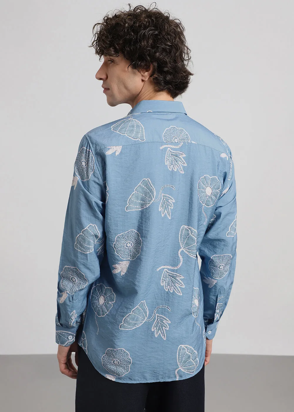 Blue Floral Print Shirt