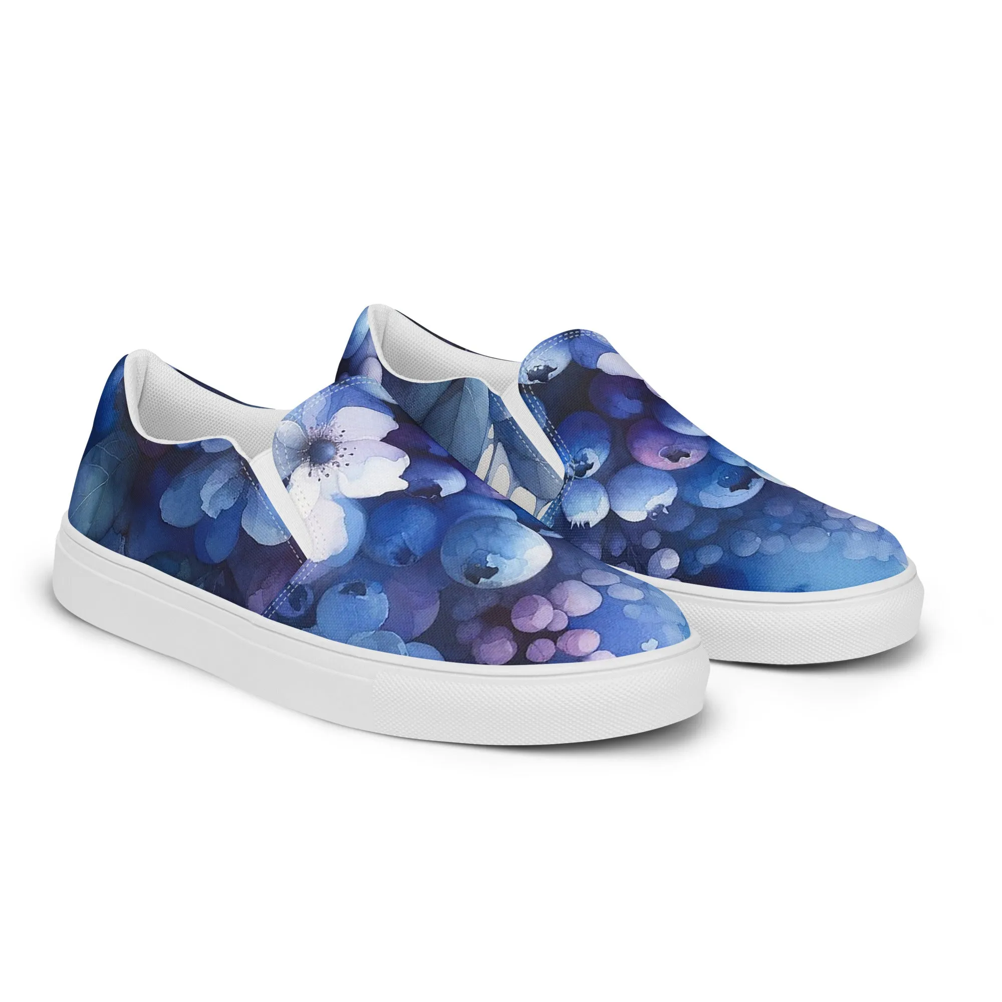 Blueberry Blossoms Women’s slip-on canvas shoes