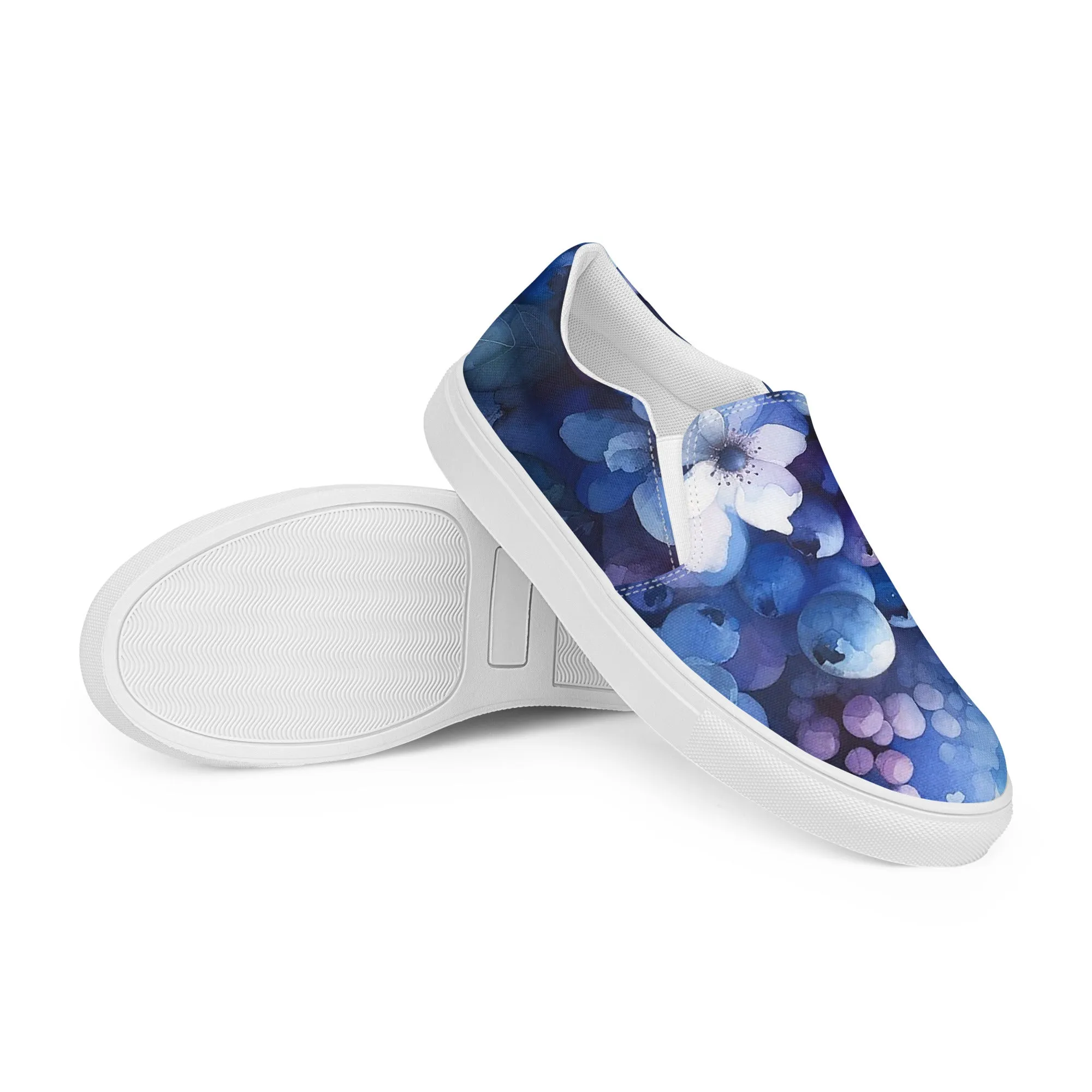 Blueberry Blossoms Women’s slip-on canvas shoes