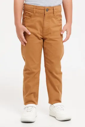 Boys Brown Slim Fit Jeans