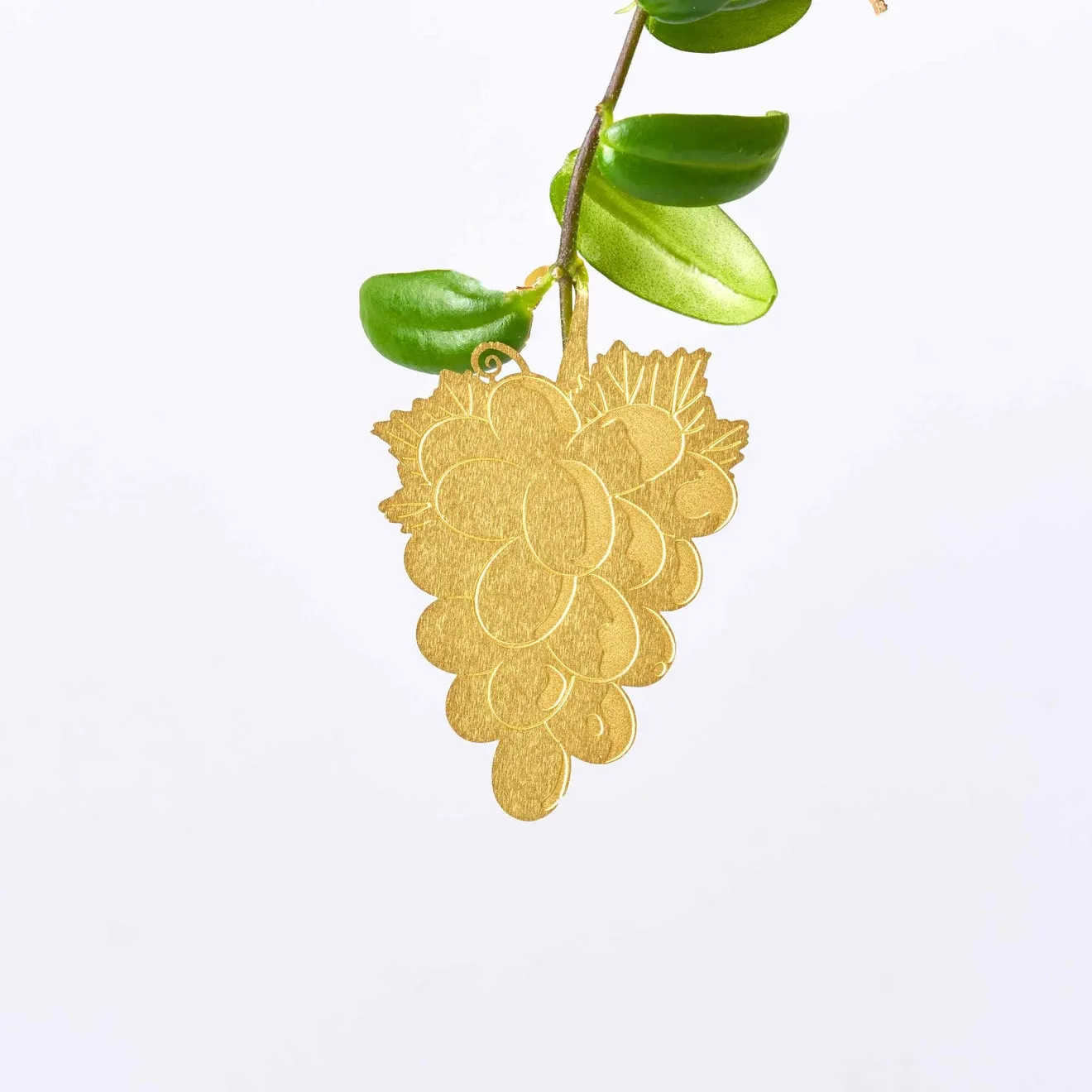 Brass Plant Accessory: Banana, Grapes & Lemon Fruit Trio