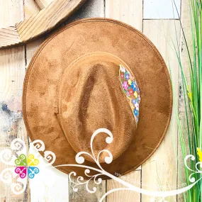 Brown Gold Floral Bunch - Hand Painted Fall Hat