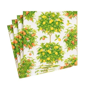 Caspari White Citrus Topiary Cocktail Napkins - 20Pk