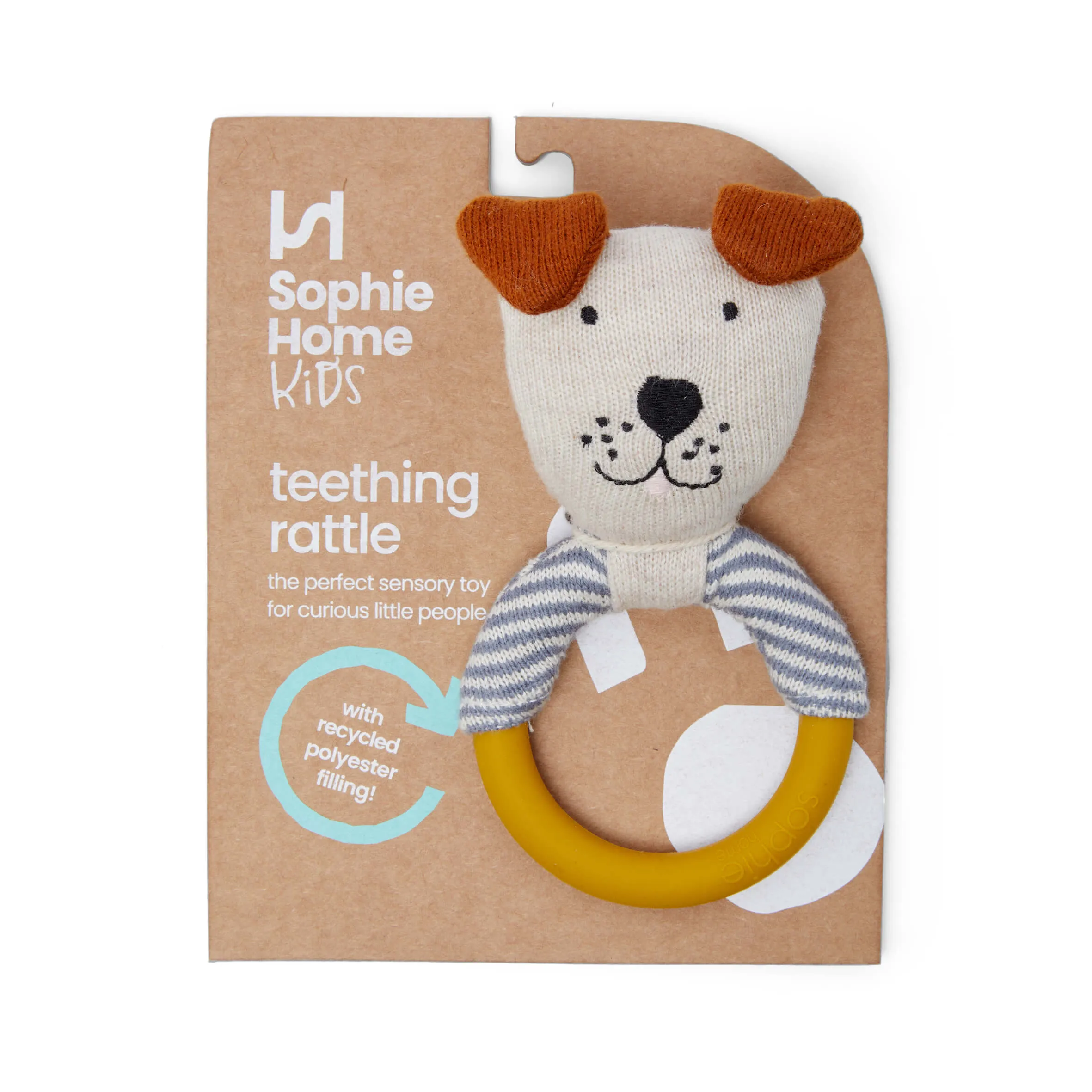 Cat Teether Rattle | Cream | Cotton & Silicone | by Sophie Home