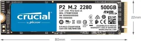 Crucial P2 500GB M.2 PCIe Gen3 NVMe Internal SSD - Up to 2400MB/s - CT500P2SSD8