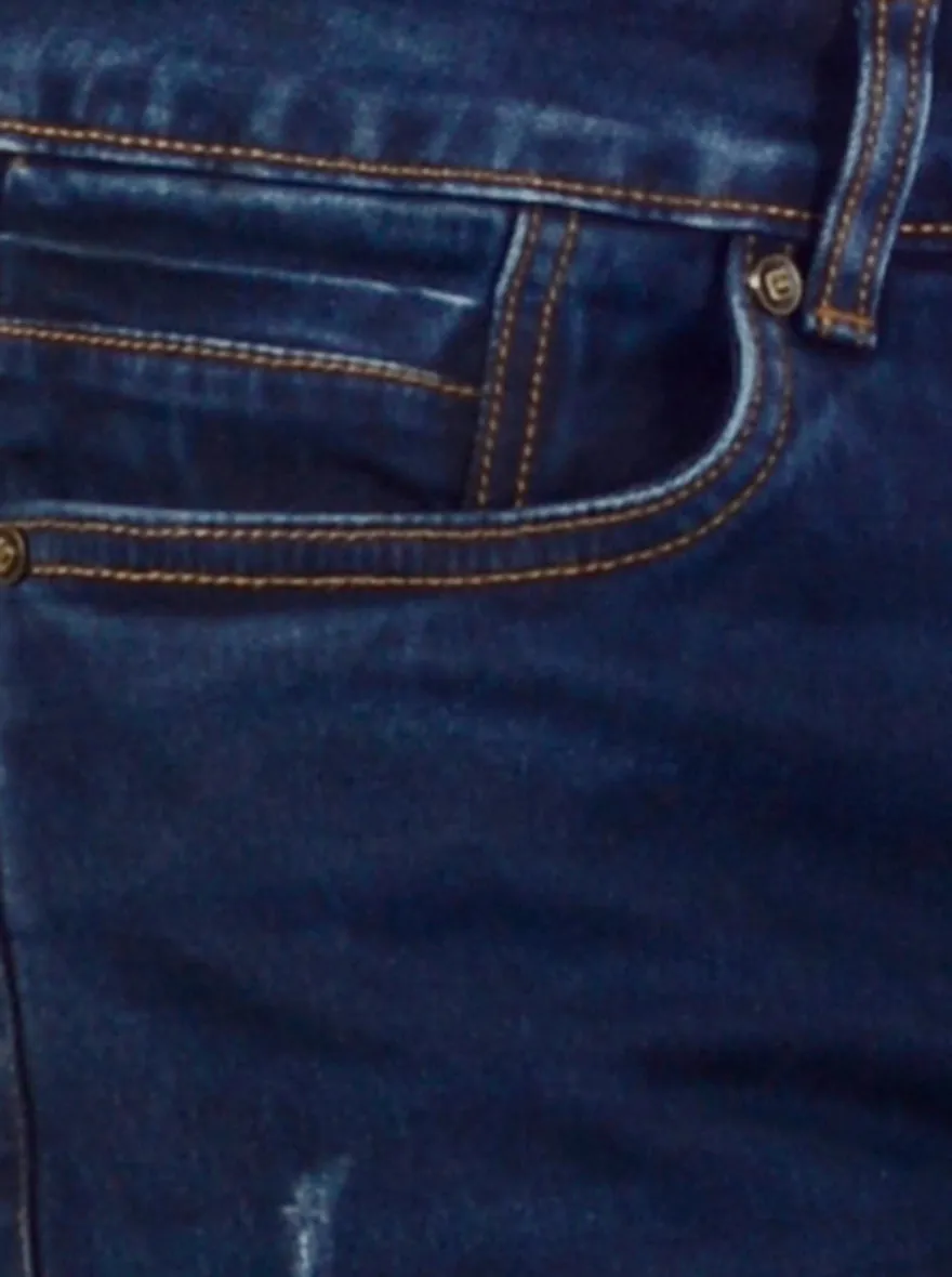 Dark Blue Washed Straight Fit Jeans | Greenfibre