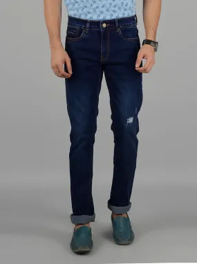 Dark Blue Washed Straight Fit Jeans | Greenfibre