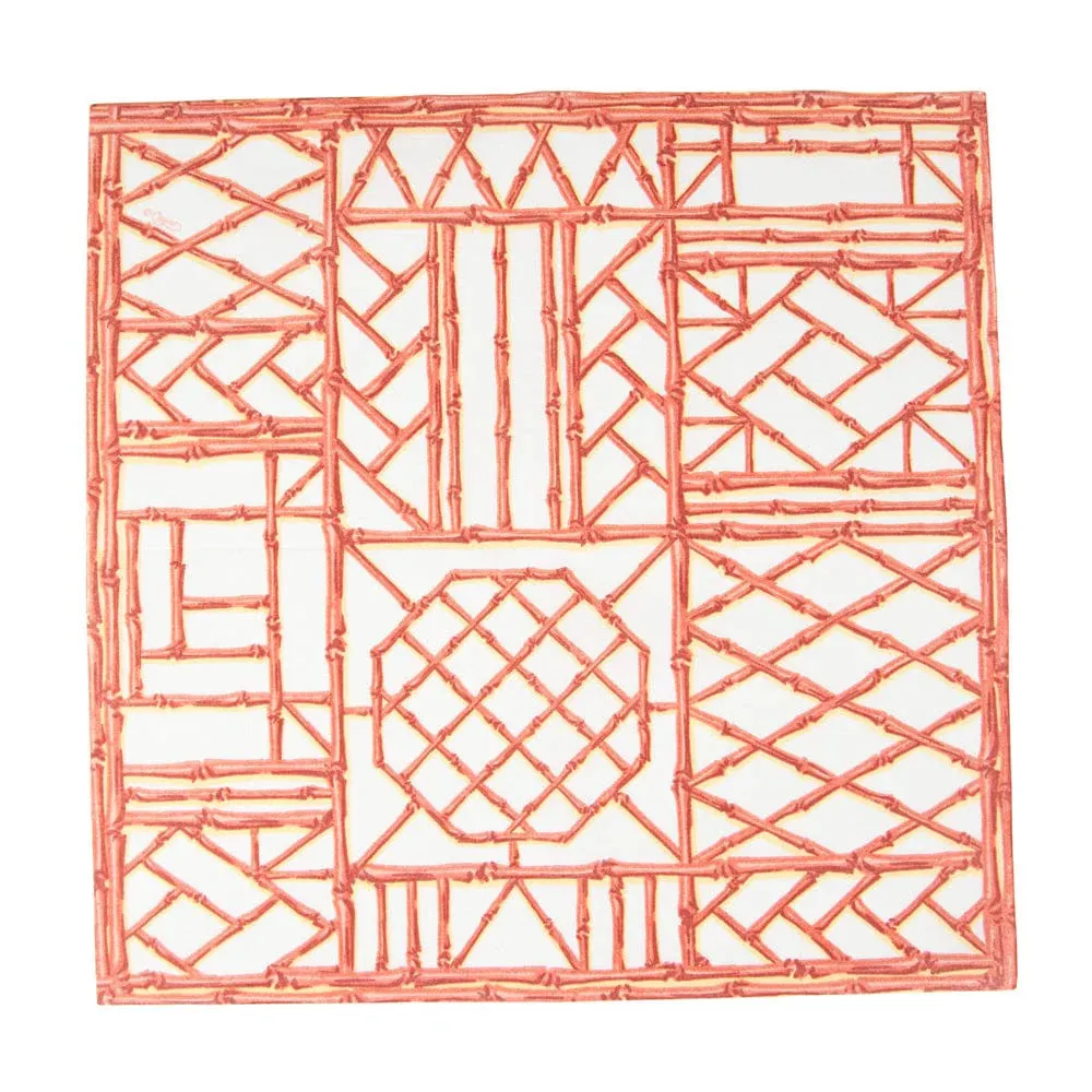 Dinner Paper Linen Napkins - Bamboo Screen Coral Paper Linen