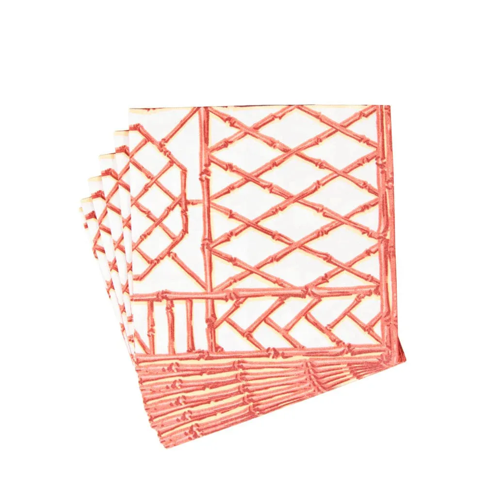 Dinner Paper Linen Napkins - Bamboo Screen Coral Paper Linen