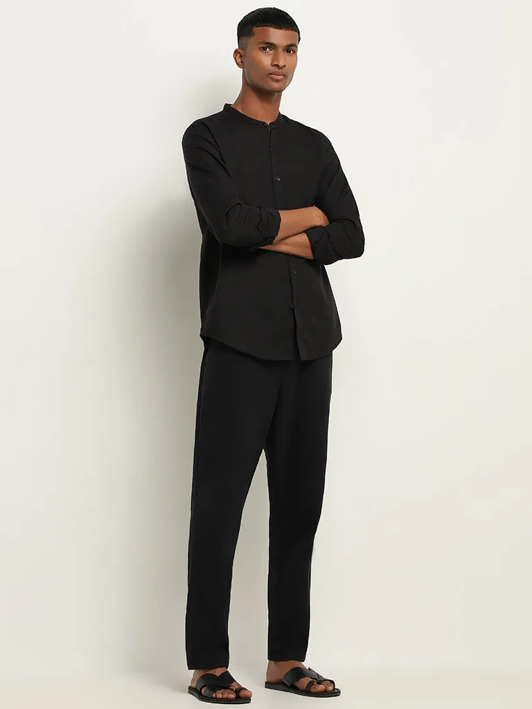 ETA Black Resort Fit Blended Linen Shirt