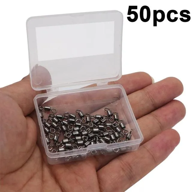 Fishhook Fishing Barrel Bearing Rolling Swivel Solid Ring LB Lures Connector 14 Size Fishing Tackle Accessories Fish Tool 50-100pcs/box