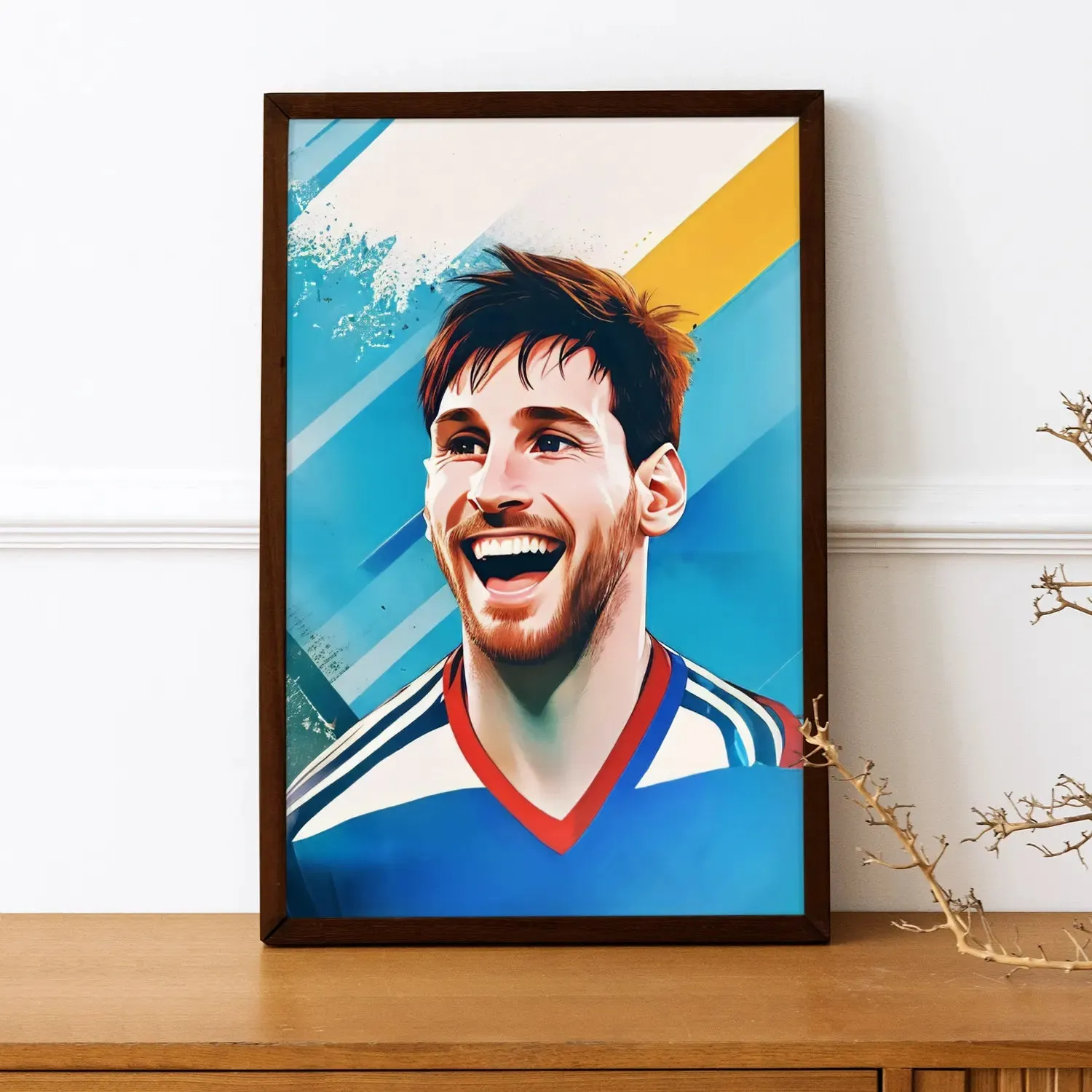 Footballer Lionel Messi Laughingly Artwork Framed