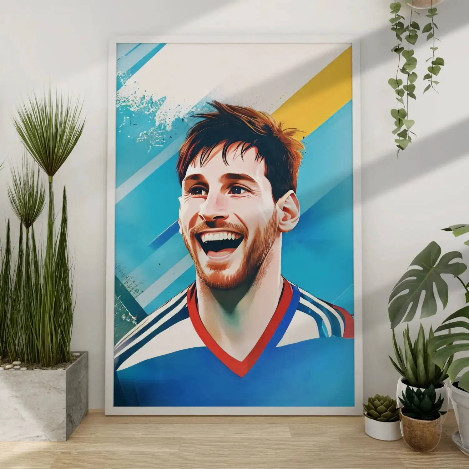 Footballer Lionel Messi Laughingly Artwork Framed