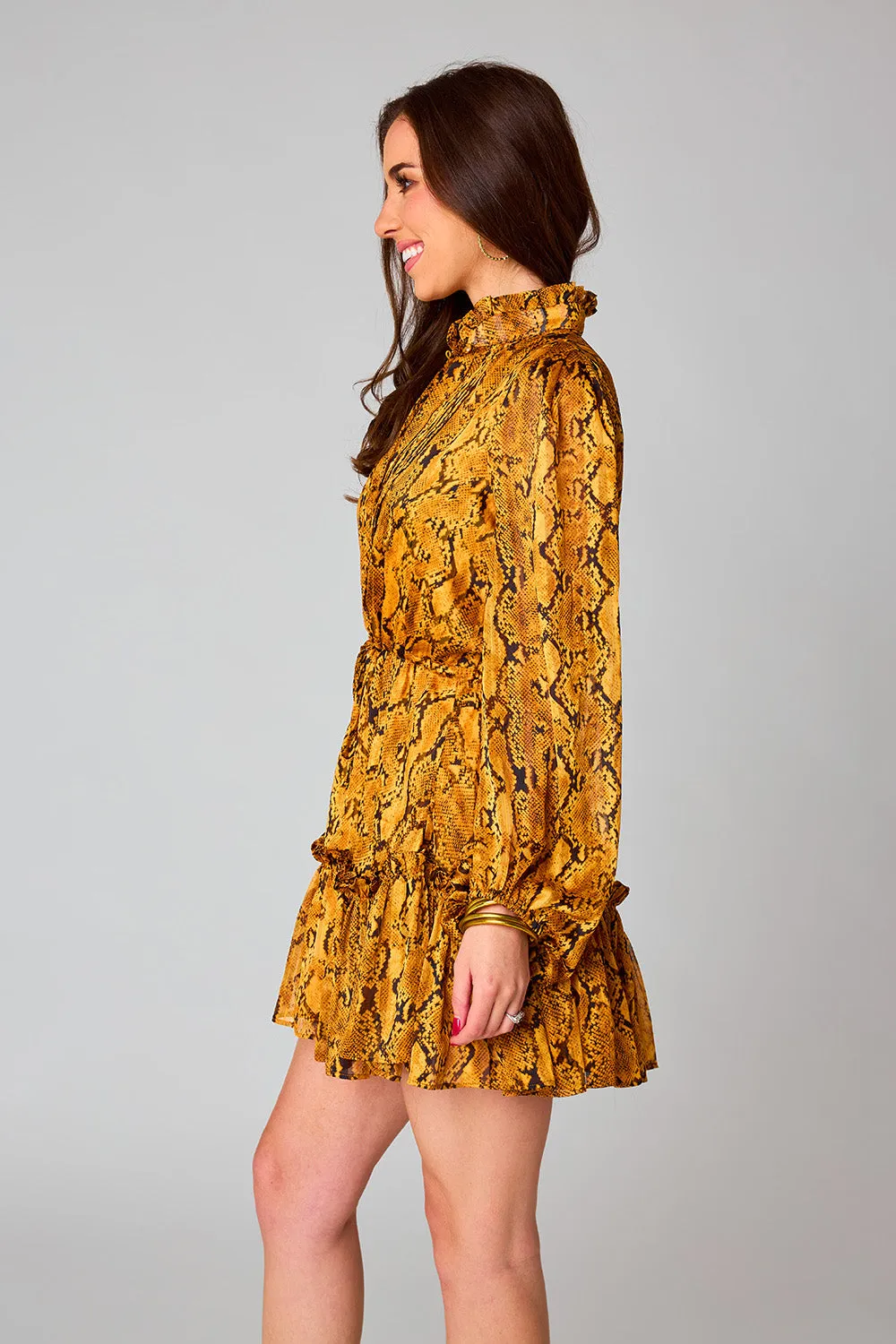 Grace Long Sleeve Short Dress - Snake Charmer