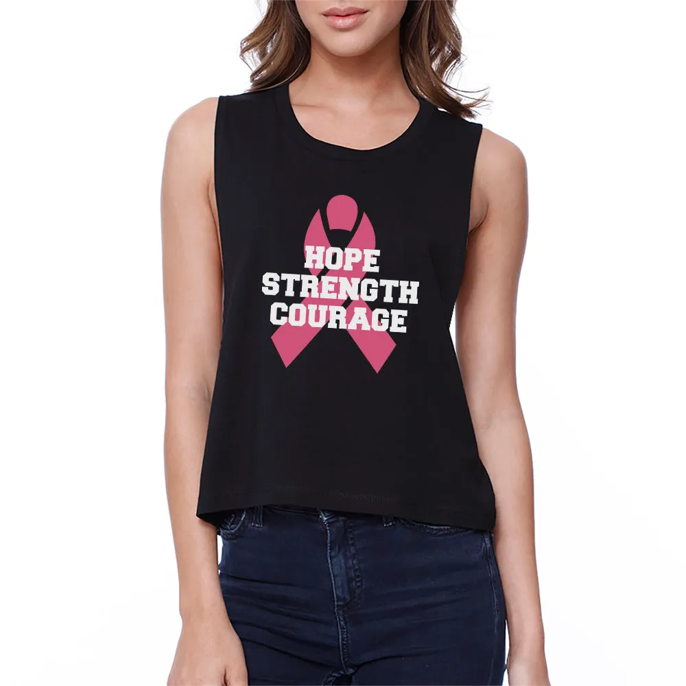 Hope Strength Courage Womens Black Crop Top