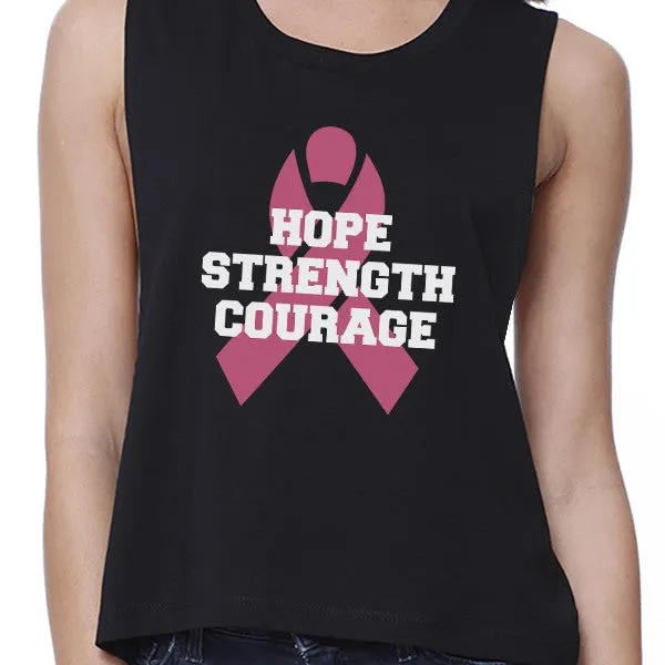 Hope Strength Courage Womens Black Crop Top