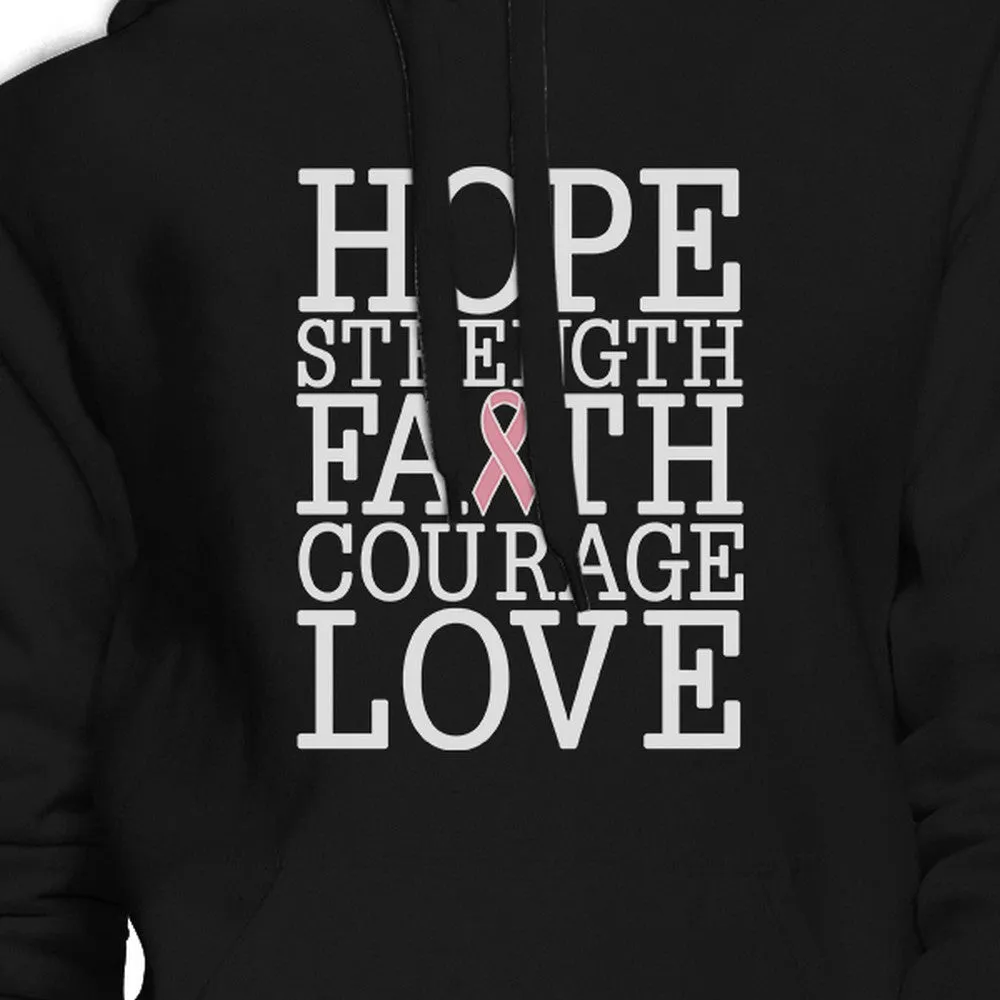 Hope Strength Faith Courage Love Breast Cancer Black Hoodie