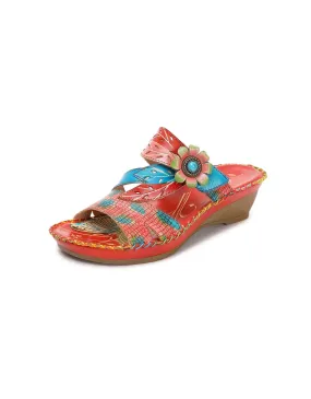 Leather Printed Chinese Style Slippers