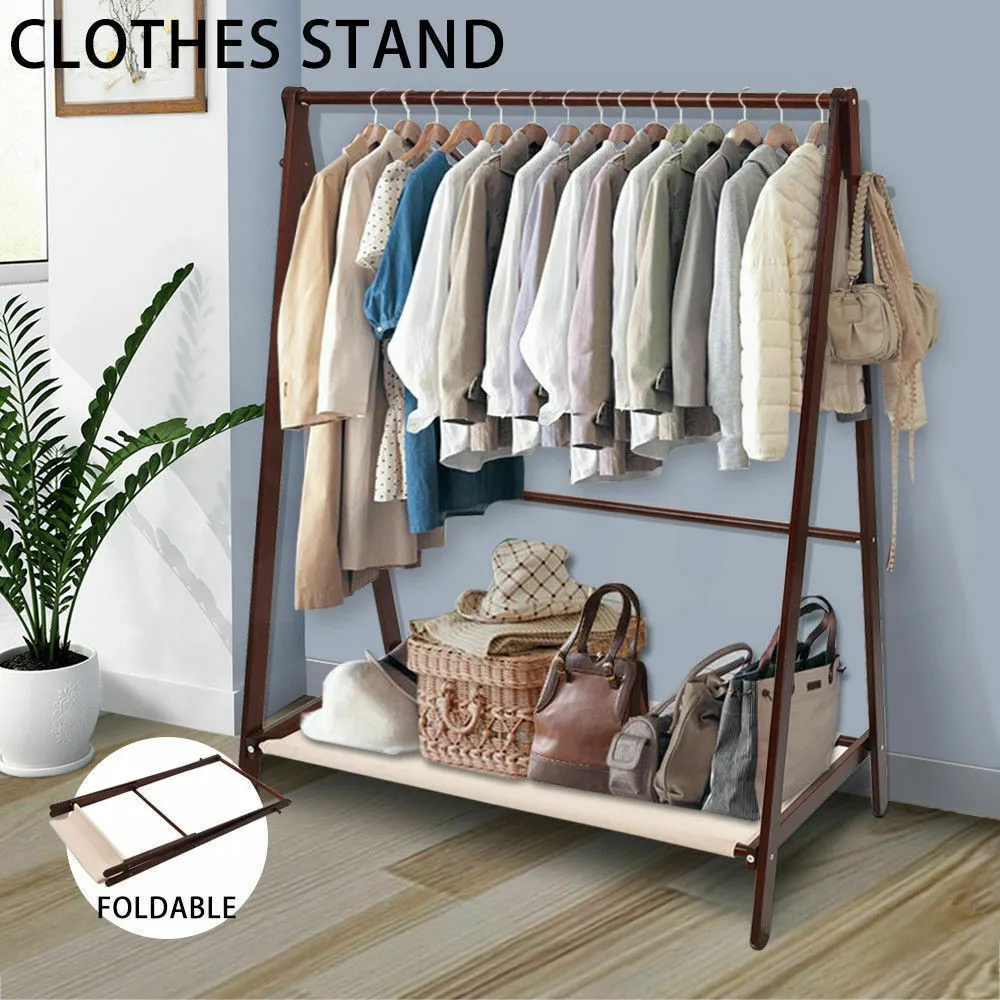 Levede Clothes Stand Garment Hanger Organiser Wooden Free Standingg