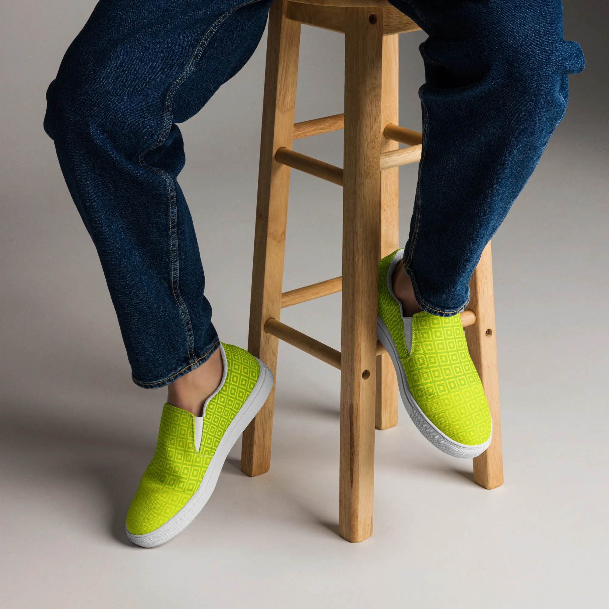 Lime Green Matrix Men’s slip-on canvas shoes