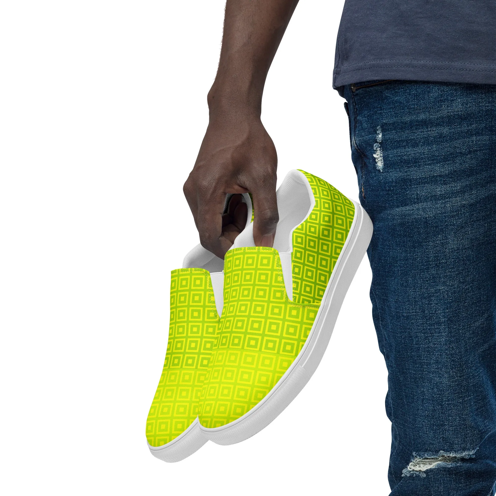 Lime Green Matrix Men’s slip-on canvas shoes