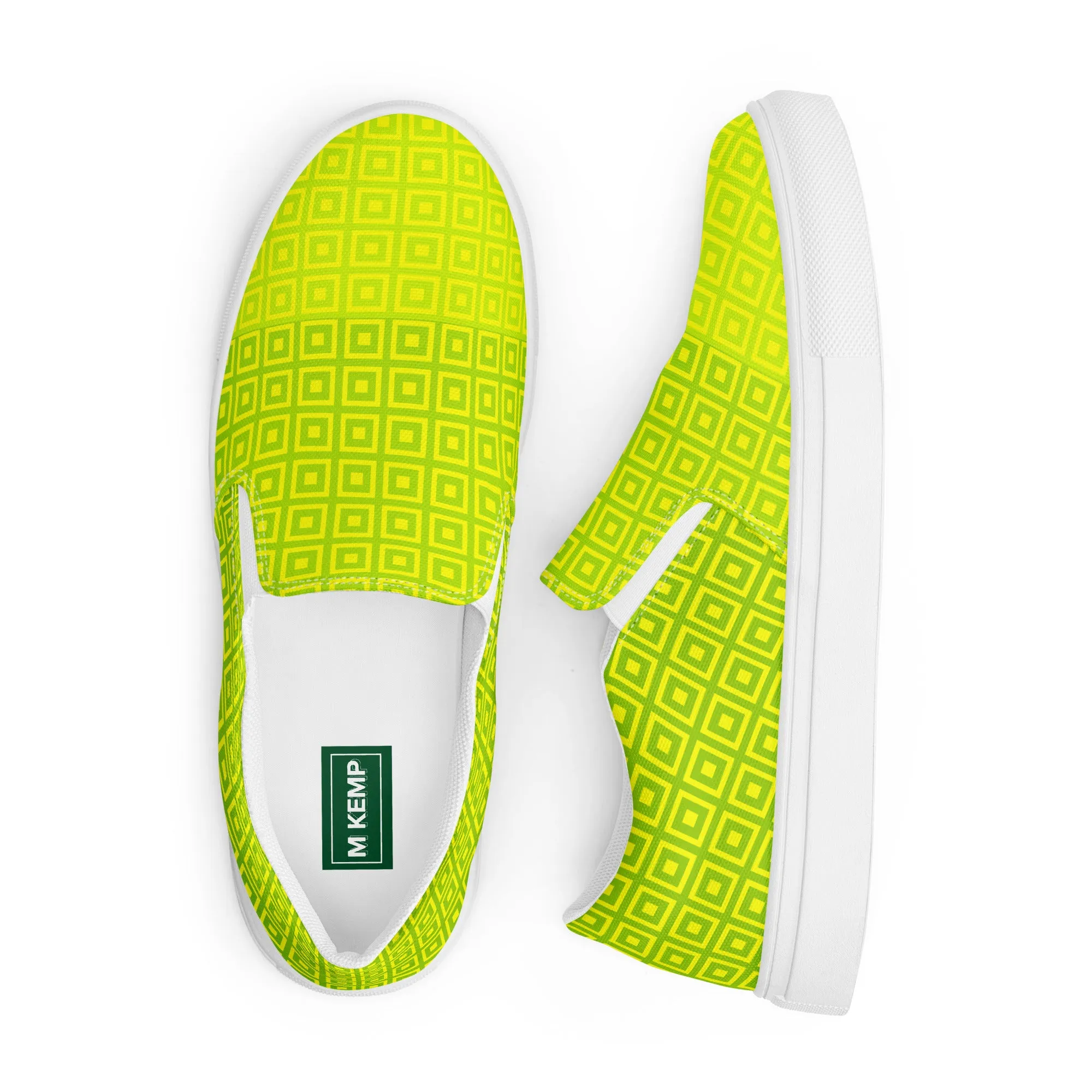 Lime Green Matrix Men’s slip-on canvas shoes