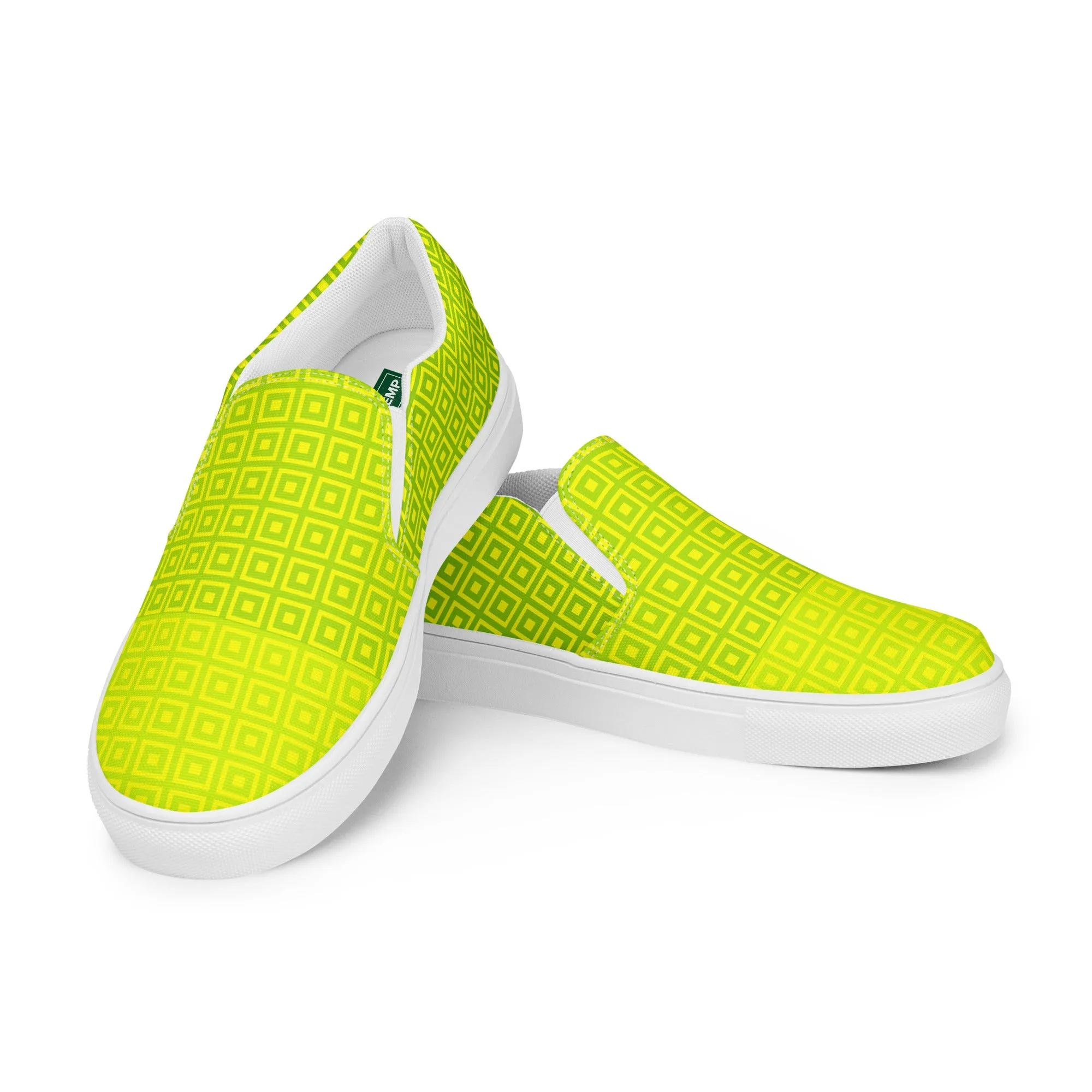 Lime Green Matrix Men’s slip-on canvas shoes