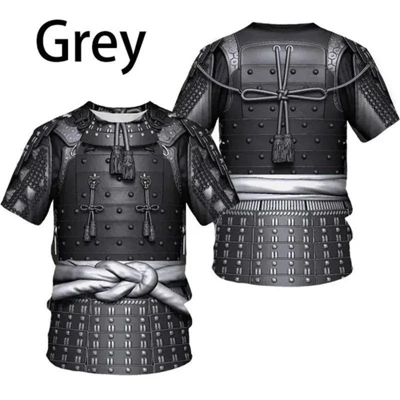 Men's Retro Samurai Armor 3D Printed Warrior Viking T-Shirt