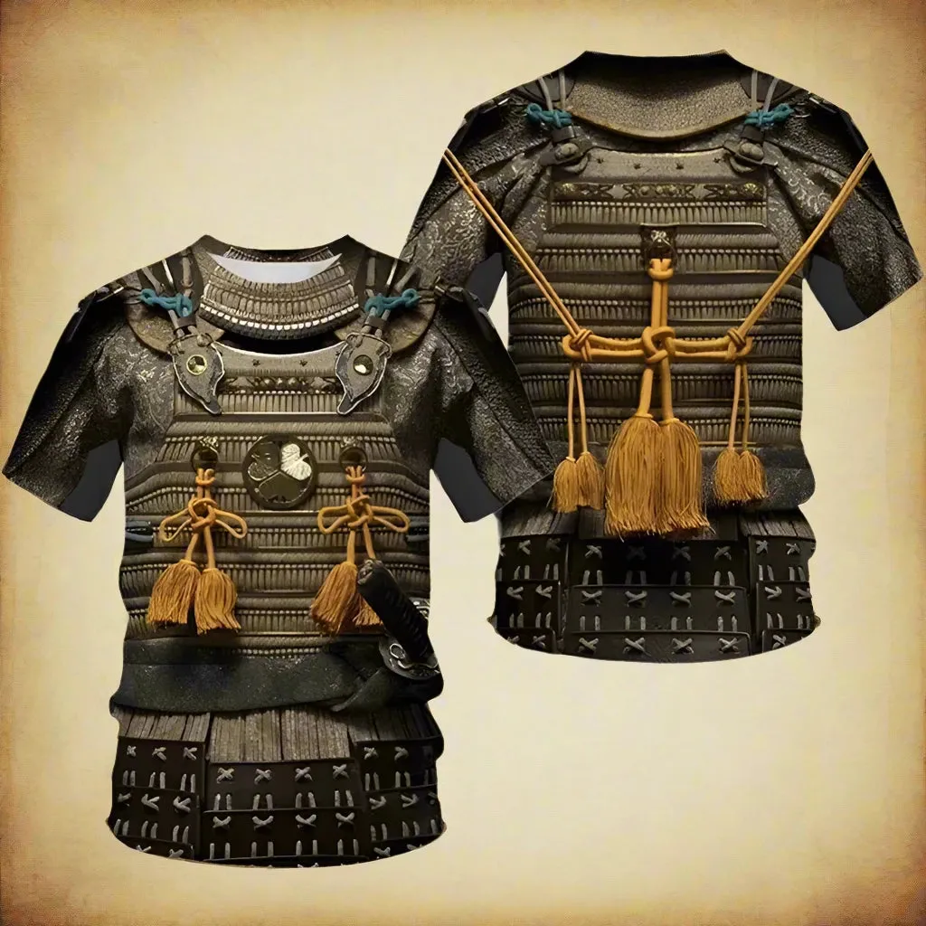 Men's Retro Samurai Armor 3D Printed Warrior Viking T-Shirt