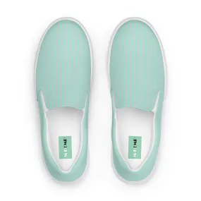 Mint & Steel Blue Striped Women’s slip-on canvas shoes