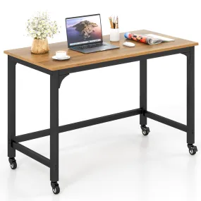 Mobile Computer Desk, Simple Style Rolling Home Office Desk Study Table Writing Desk