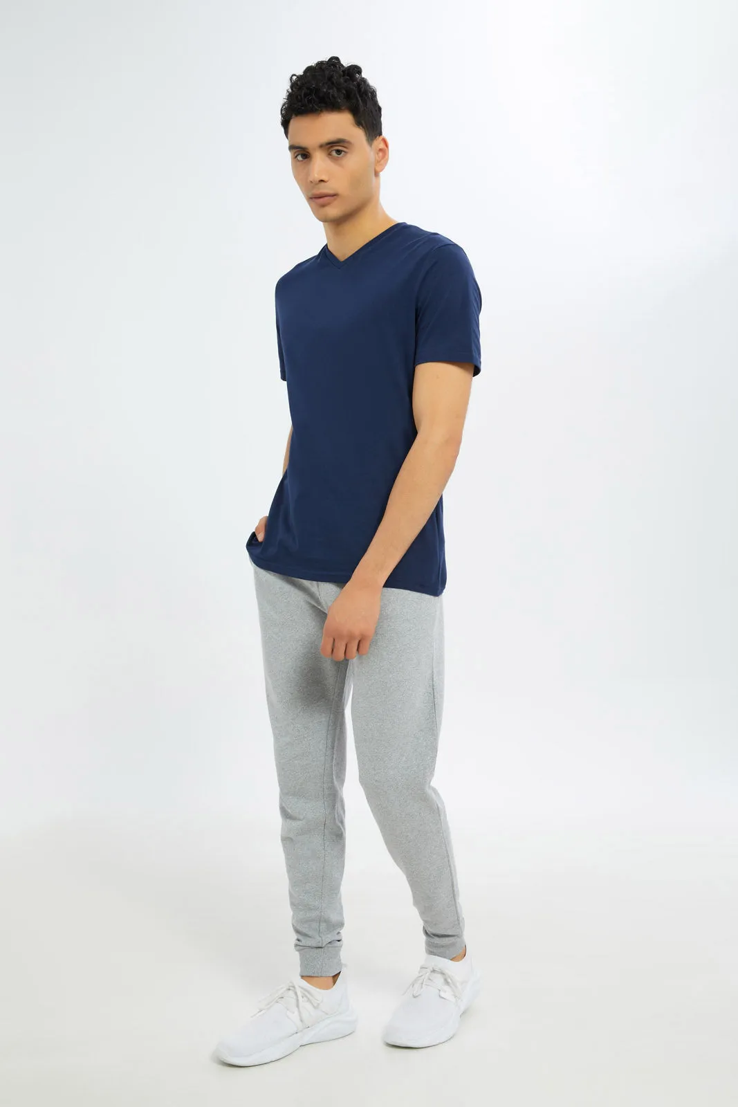 Navy V-Neck Regular Fit T-Shirt