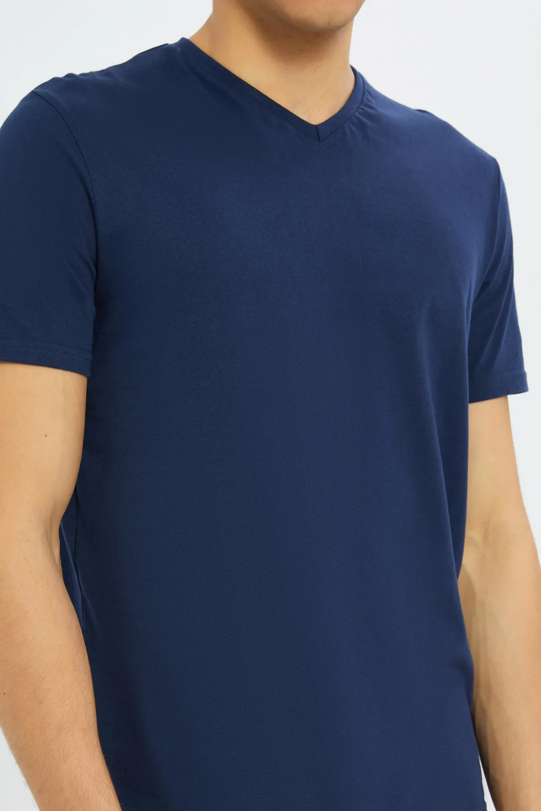 Navy V-Neck Regular Fit T-Shirt