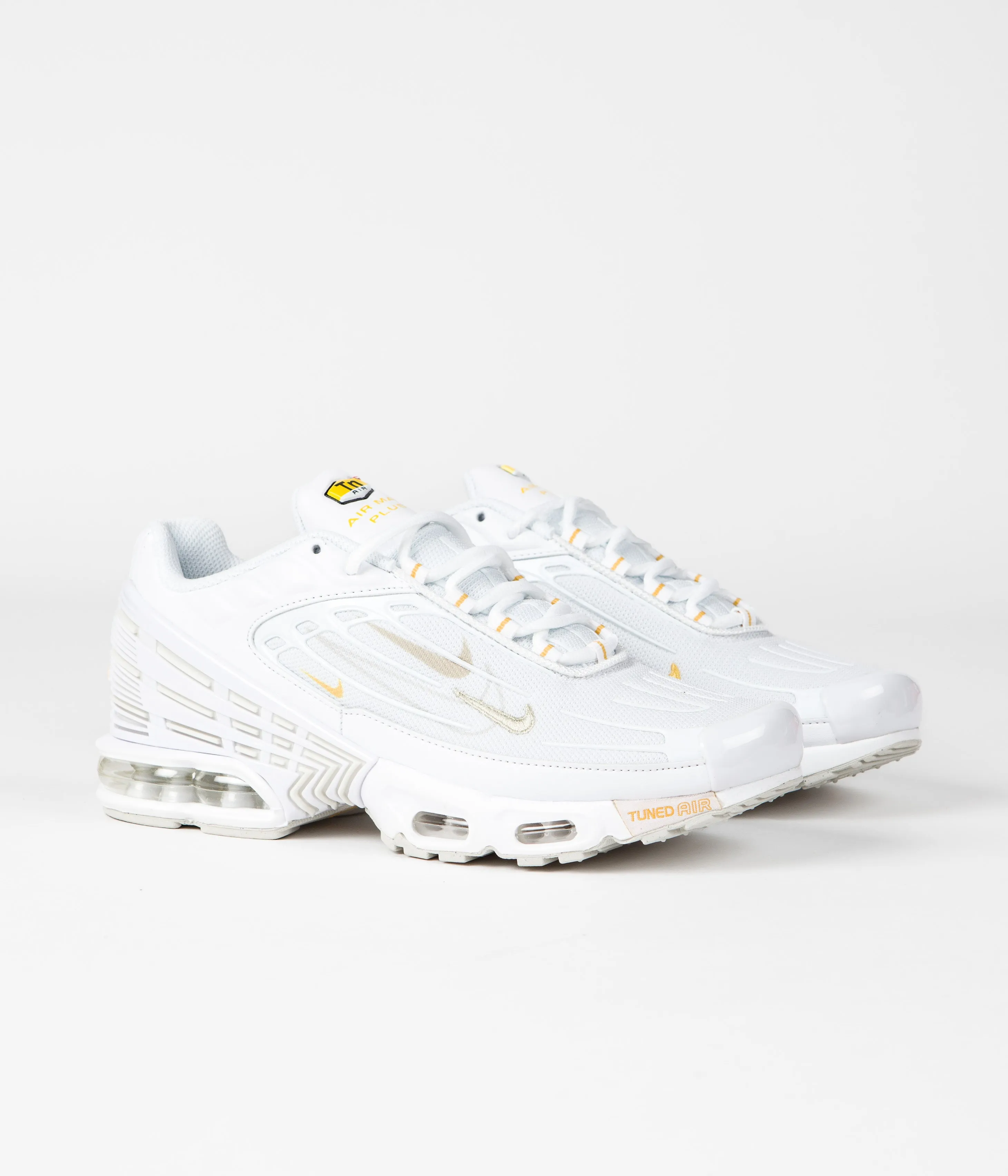 Nike Air Max Plus 3 Shoes - White / Light Bone - Rattan - Solar Flare