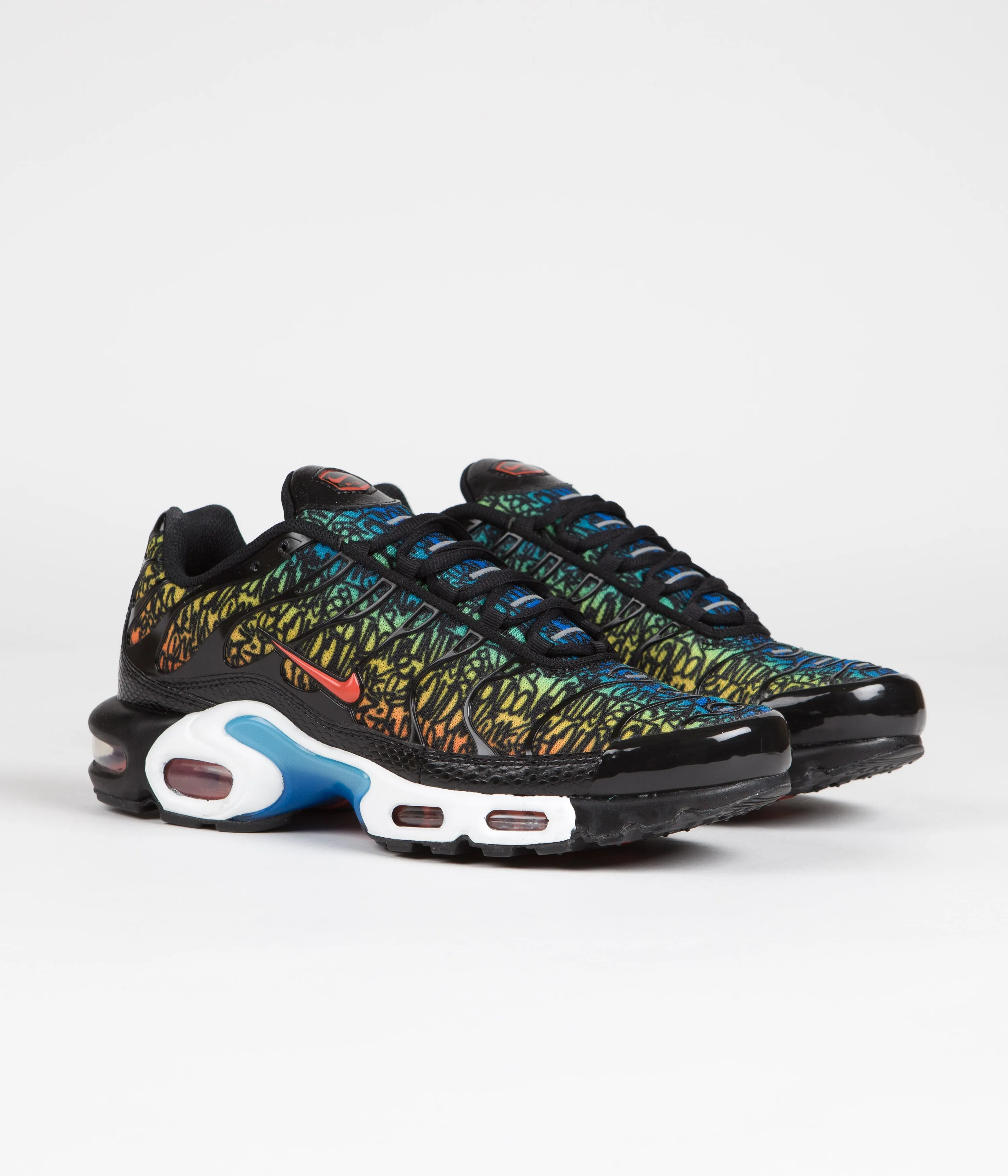 Nike Air Max Plus Shoes - Black / Team Orange - Photo Blue - Tour Yellow